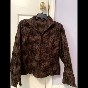 Size Large chocolate brown zip front jacket